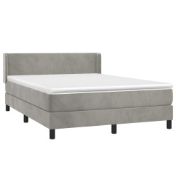 Lit à sommier tapissier et matelas Gris clair 140x200cm Velours