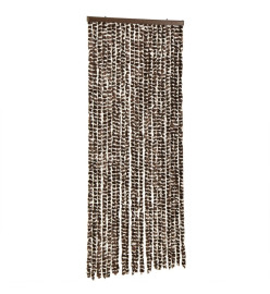 Rideau anti-mouches marron et blanc 90x200 cm chenille