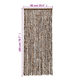 Rideau anti-mouches marron et blanc 90x200 cm chenille