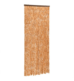 Rideau anti-mouches ocre et blanc 56x200 cm chenille