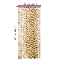 Rideau anti-mouches beige et marron 100x230 cm chenille