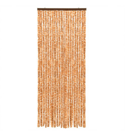 Rideau anti-mouches ocre et blanc 100x230 cm chenille