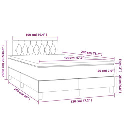 Sommier tapissier matelas et LED Marron foncé 120x200 cm Tissu