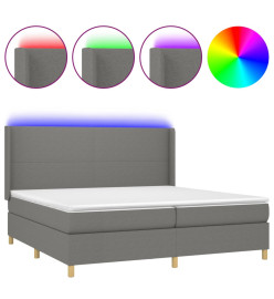 Sommier tapissier et matelas et LED Gris foncé 200x200 cm Tissu