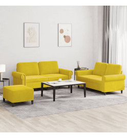 Ensemble de canapés 3 pcs avec coussins Jaune Velours