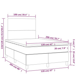 Lit à sommier tapissier avec matelas Gris foncé 120x200cm Tissu