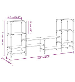 Meuble TV noir 206,5x28,5x95 cm Bois d'ingénierie