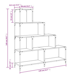 Bibliothèque à 4 niveaux noir 139x33,5x149 cm bois d'ingénierie