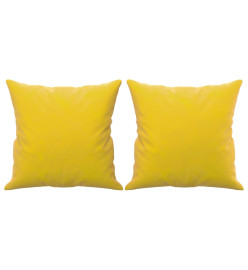 Canapé 2 places avec oreillers décoratifs jaune 120 cm velours