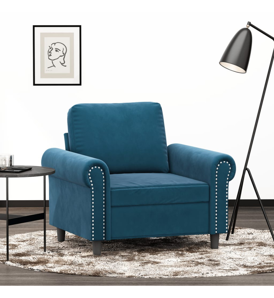 Fauteuil Bleu 60 cm Velours