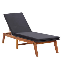 Chaise longue avec table Résine tressée et bois d'acacia massif