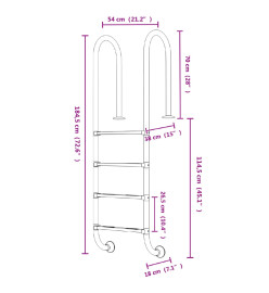 Échelle de piscine 54x38x184,5 cm acier inoxydable 304