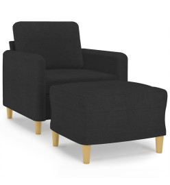 Fauteuil avec repose-pied Noir 60 cm Tissu