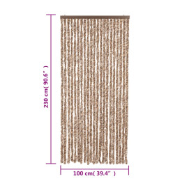 Rideau anti-mouches beige et marron foncé 100x230 cm chenille