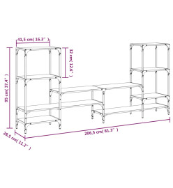 Meuble TV chêne marron 206,5x28,5x95 cm bois d'ingénierie