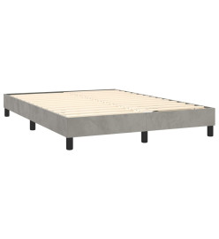 Sommier tapissier matelas et LED Gris clair 140x200 cm Velours