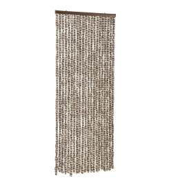 Rideau anti-mouches taupe et blanc 56x200 cm chenille