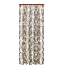 Rideau anti-mouches taupe et blanc 56x200 cm chenille