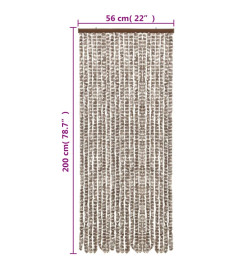 Rideau anti-mouches taupe et blanc 56x200 cm chenille