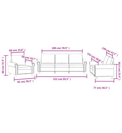 Ensemble de canapés 3 pcs avec coussins Marron Velours