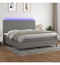 Sommier tapissier et matelas et LED Gris foncé 200x200 cm Tissu