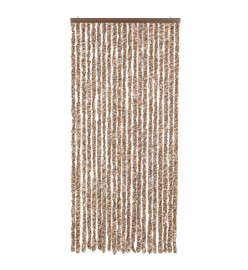 Rideau anti-mouches beige et marron foncé 90x220 cm chenille