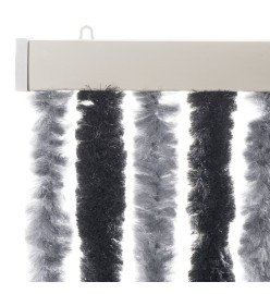 Rideau anti-mouches gris et noir 90x220 cm chenille