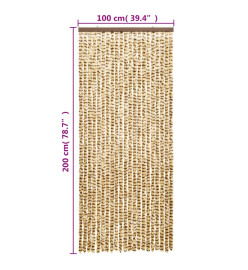 Rideau anti-mouches beige et marron 100x200 cm chenille