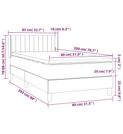 Lit à sommier tapissier et matelas Noir 80x200 cm Velours