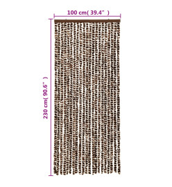 Rideau anti-mouches marron et blanc 100x230 cm chenille