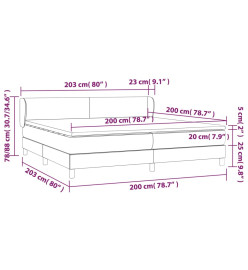 Lit à sommier tapissier avec matelas Gris foncé 200x200cm Tissu