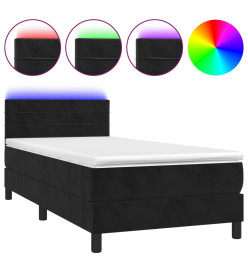 Sommier tapissier avec matelas et LED Noir 80x200cm Velours