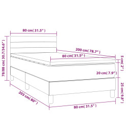 Sommier tapissier avec matelas et LED Noir 80x200cm Velours