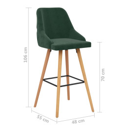 Tabourets de bar lot de 2 vert foncé velours