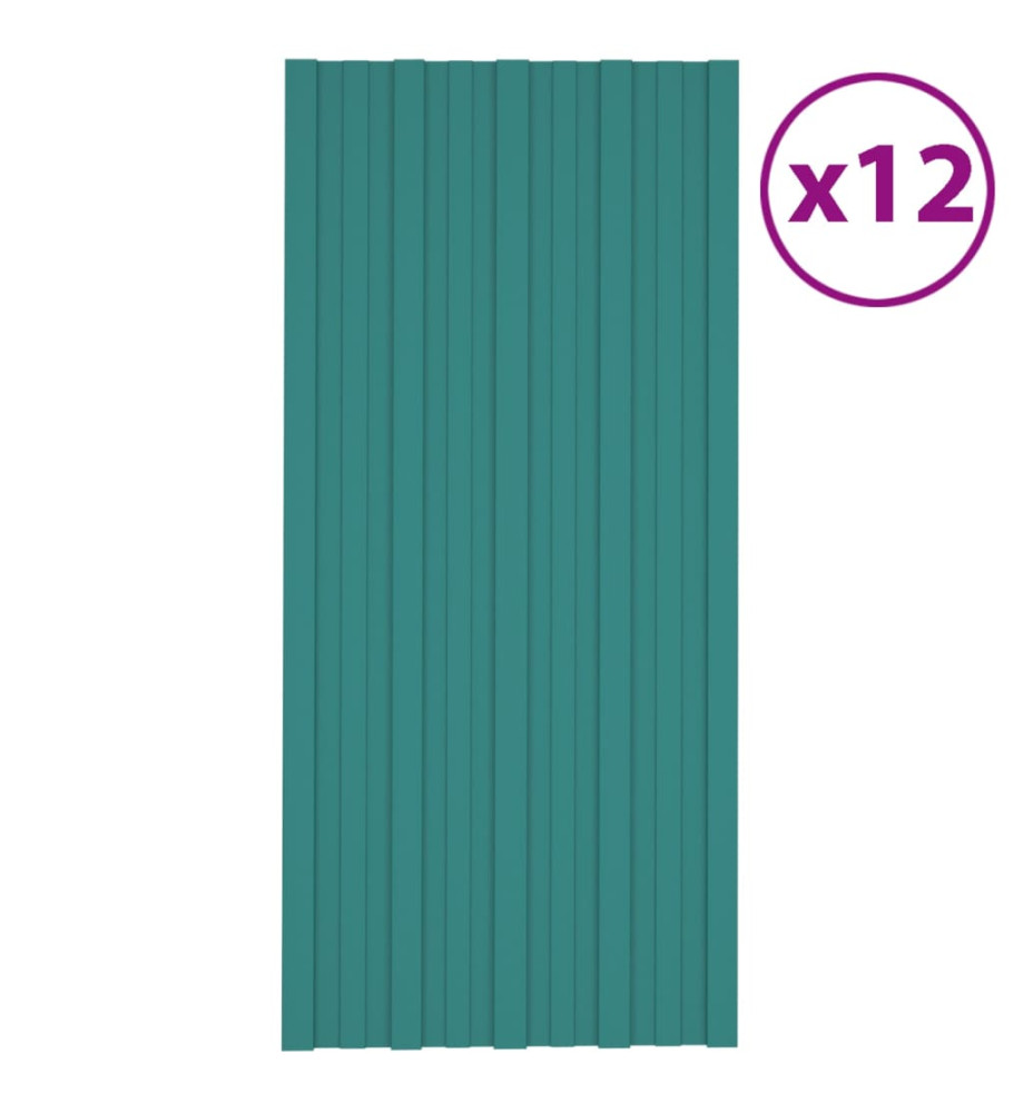 Panneaux de toiture 12 pcs Acier galvanisé Vert 100x45 cm