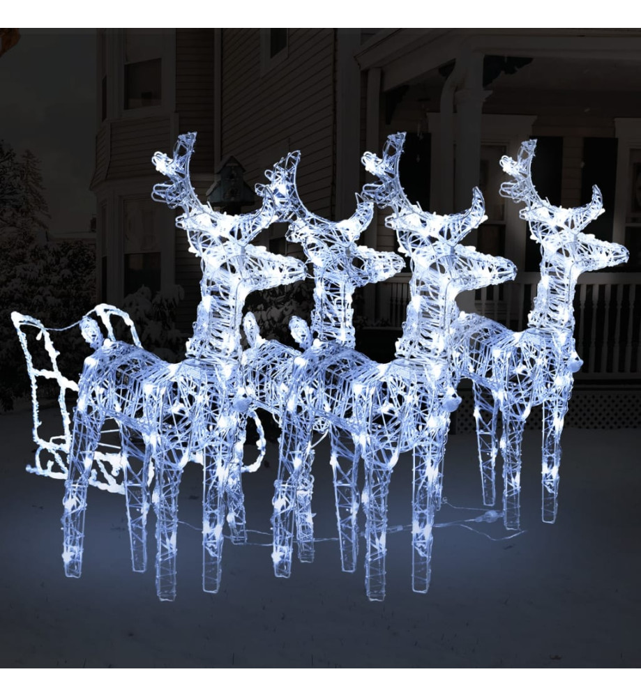 Décoration de Noël avec Rennes et traîneau 240 LED Acrylique