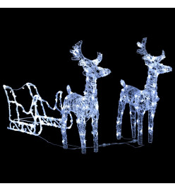 Décoration de Noël avec Rennes et traîneau 240 LED Acrylique