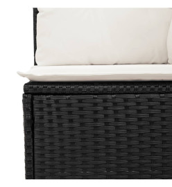 Salon de jardin 7 pcs avec coussins noir résine tressée