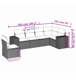 Salon de jardin 6 pcs avec coussins gris résine tressée