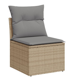 Salon de jardin avec coussins 7 pcs beige résine tressée