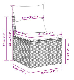 Salon de jardin avec coussins 7 pcs beige résine tressée