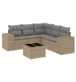 Salon de jardin avec coussins 6 pcs beige résine tressée