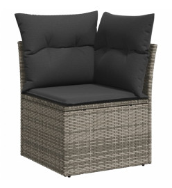 Salon de jardin 6 pcs avec coussins gris résine tressée