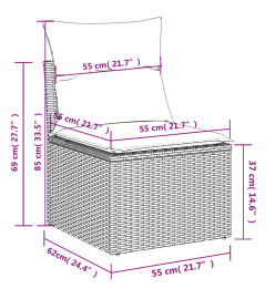 Salon de jardin 6 pcs avec coussins gris résine tressée