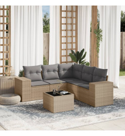 Salon de jardin avec coussins 6 pcs beige résine tressée