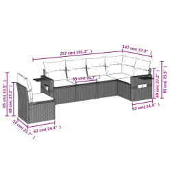 Salon de jardin avec coussins 6 pcs beige résine tressée