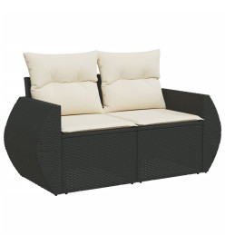 Salon de jardin 8 pcs avec coussins noir résine tressée