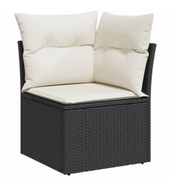 Salon de jardin 8 pcs avec coussins noir résine tressée