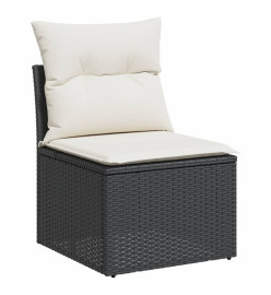 Salon de jardin 8 pcs avec coussins noir résine tressée