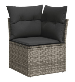 Salon de jardin 6 pcs avec coussins gris résine tressée
